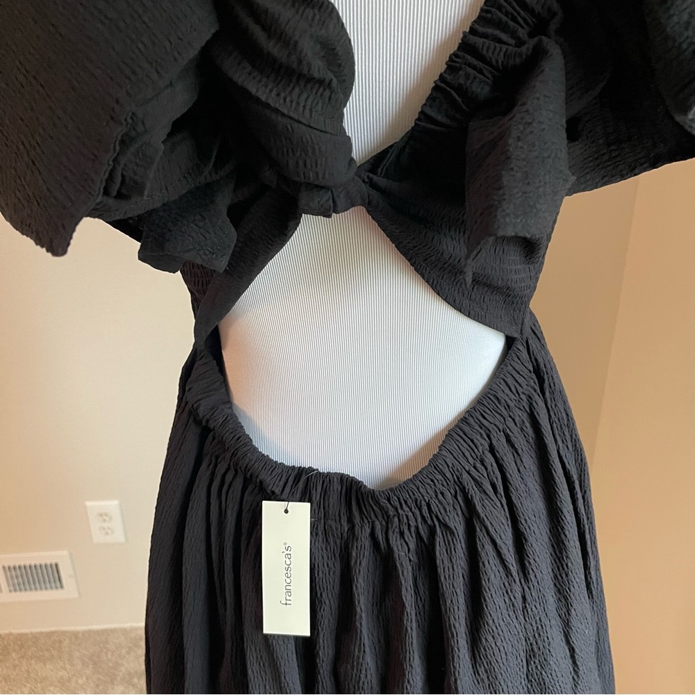 Francesca's Collections Bella Ruffle Sleeve Bow Back Mini Dress - Picture 6 of 11